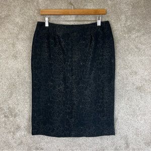 Renuar Skirt Womens 4 Black Pencil Straight Back Zip Lined Knee Length- 9135*